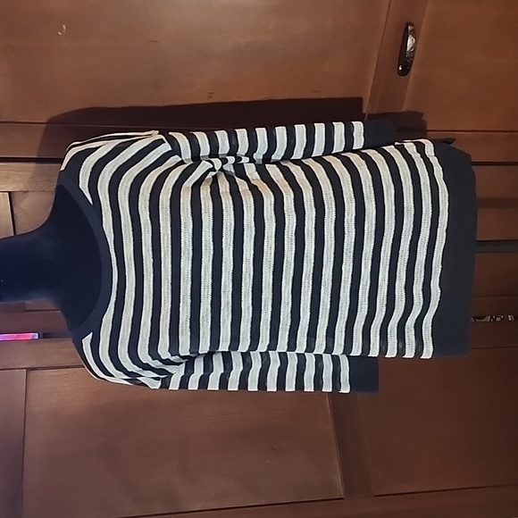 TALBOTS Petites Black & White Casual Striped Tie Boatneck Sweater- Size SmP - Picture 4 of 6